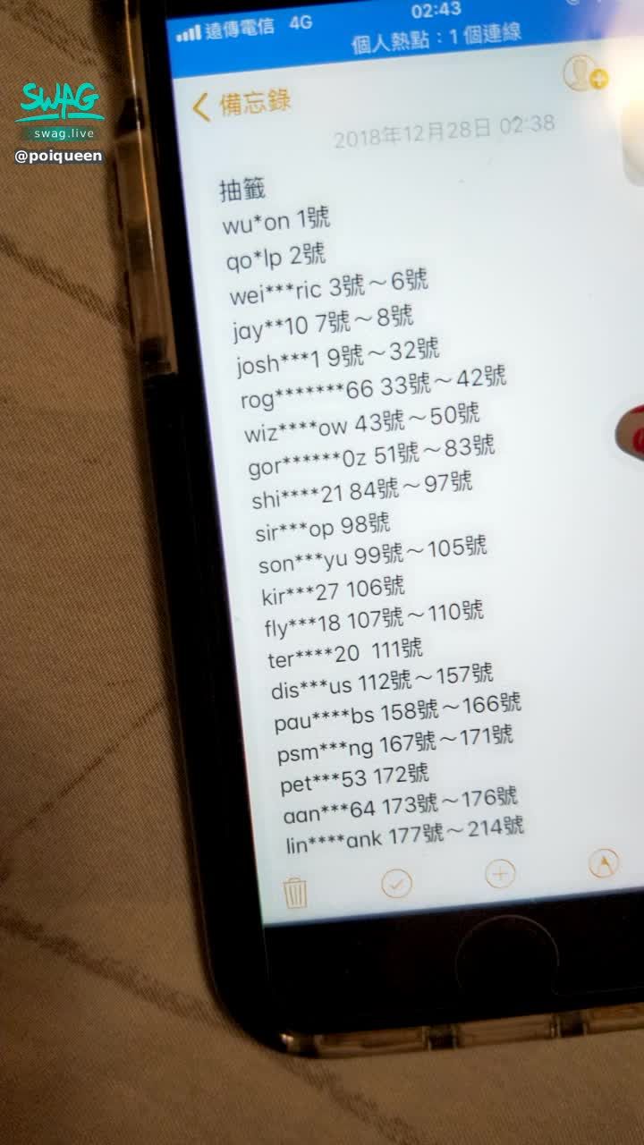 poiqueen : 籤號 有參加2天1夜抽獎的 對一下 有沒有漏掉的