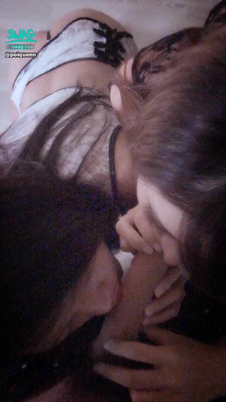 poiqueen : 🔞18CM 3P實戰🔞兩女露臉口交