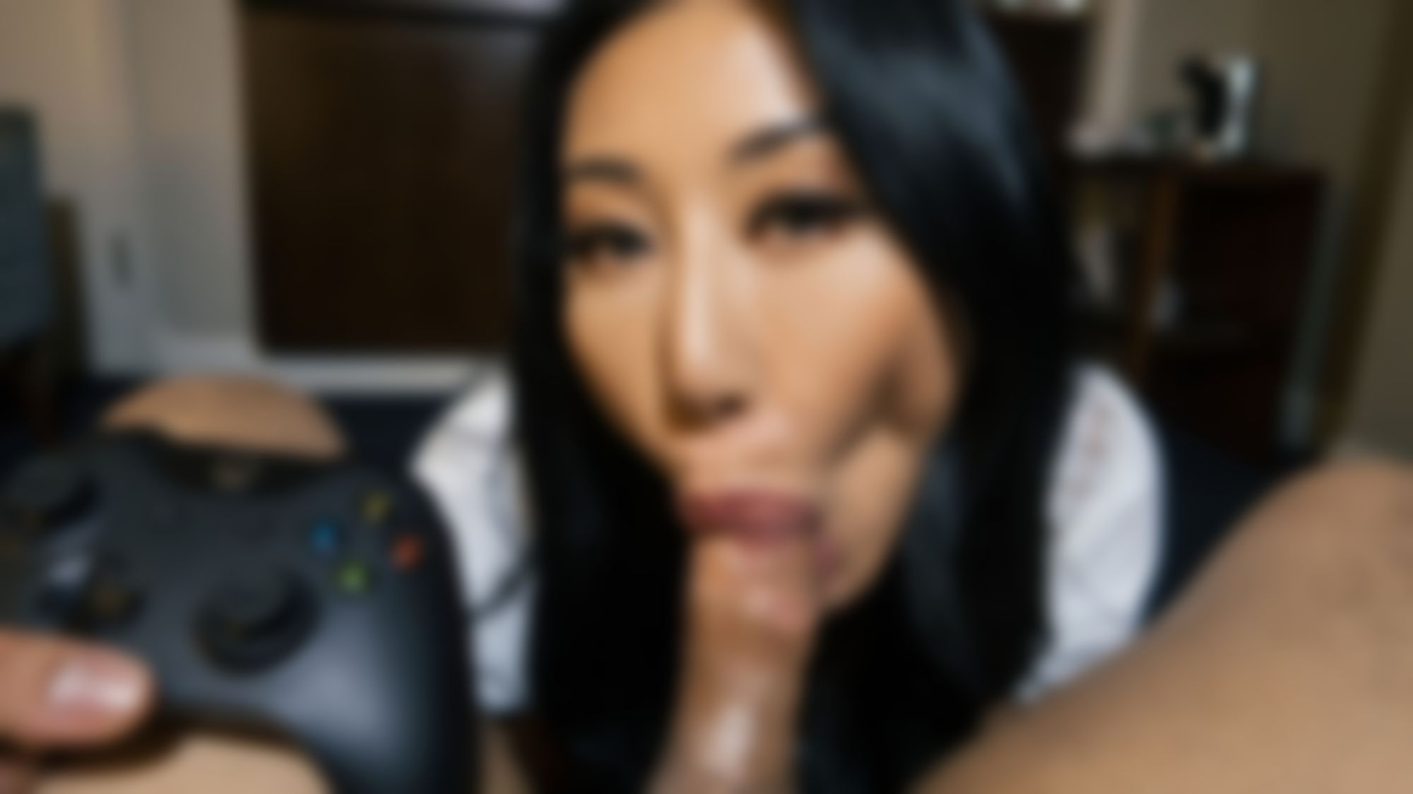 nicoledoshi : Sucking You and Riding Your Cock While You Play Video Games