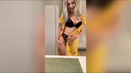eva_elfie : Busty girl in a sexy dress dances striptease in the kitchen - Eva Elfie