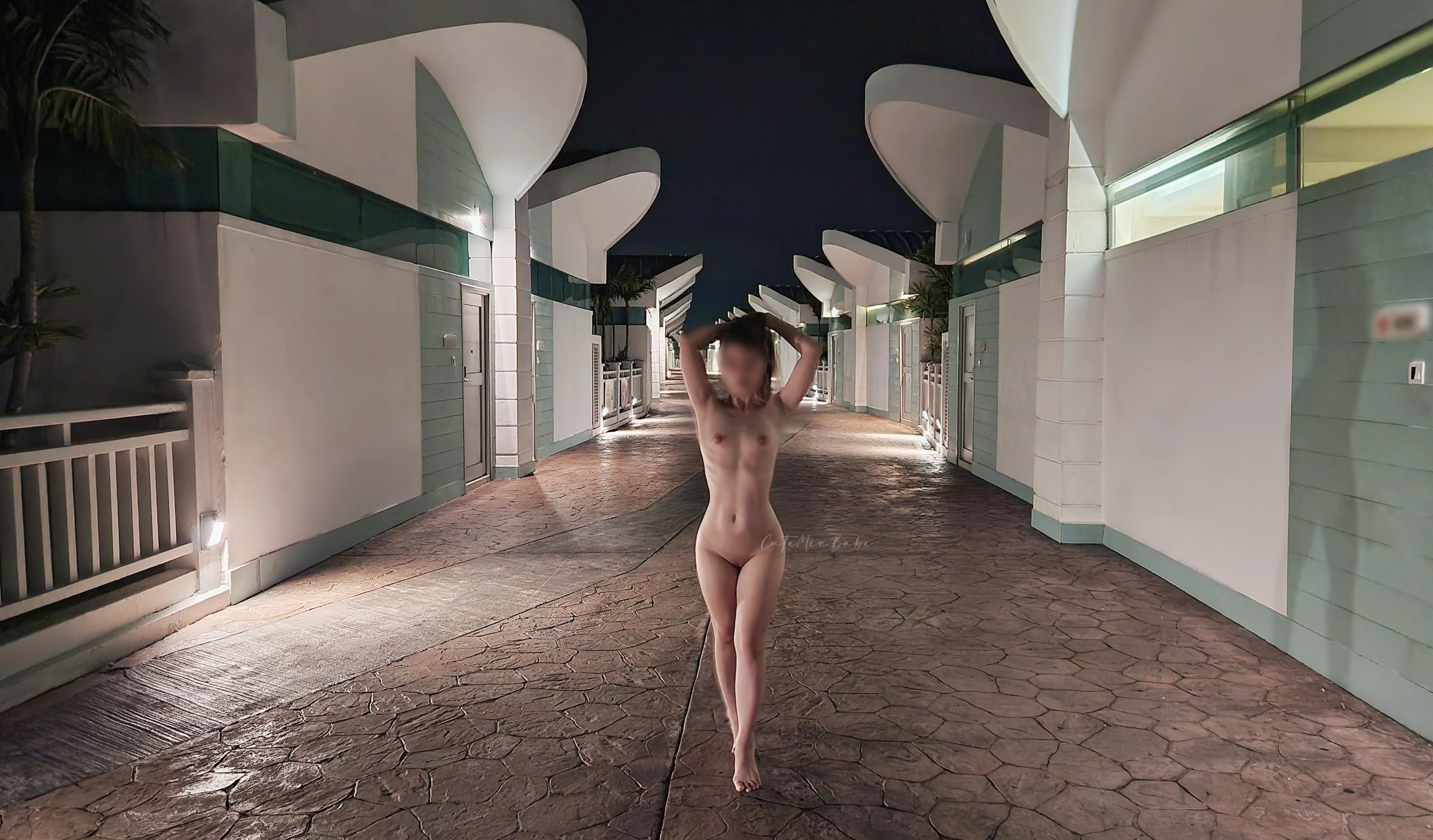 Walking Naked On The Road Outside The Holiday Home