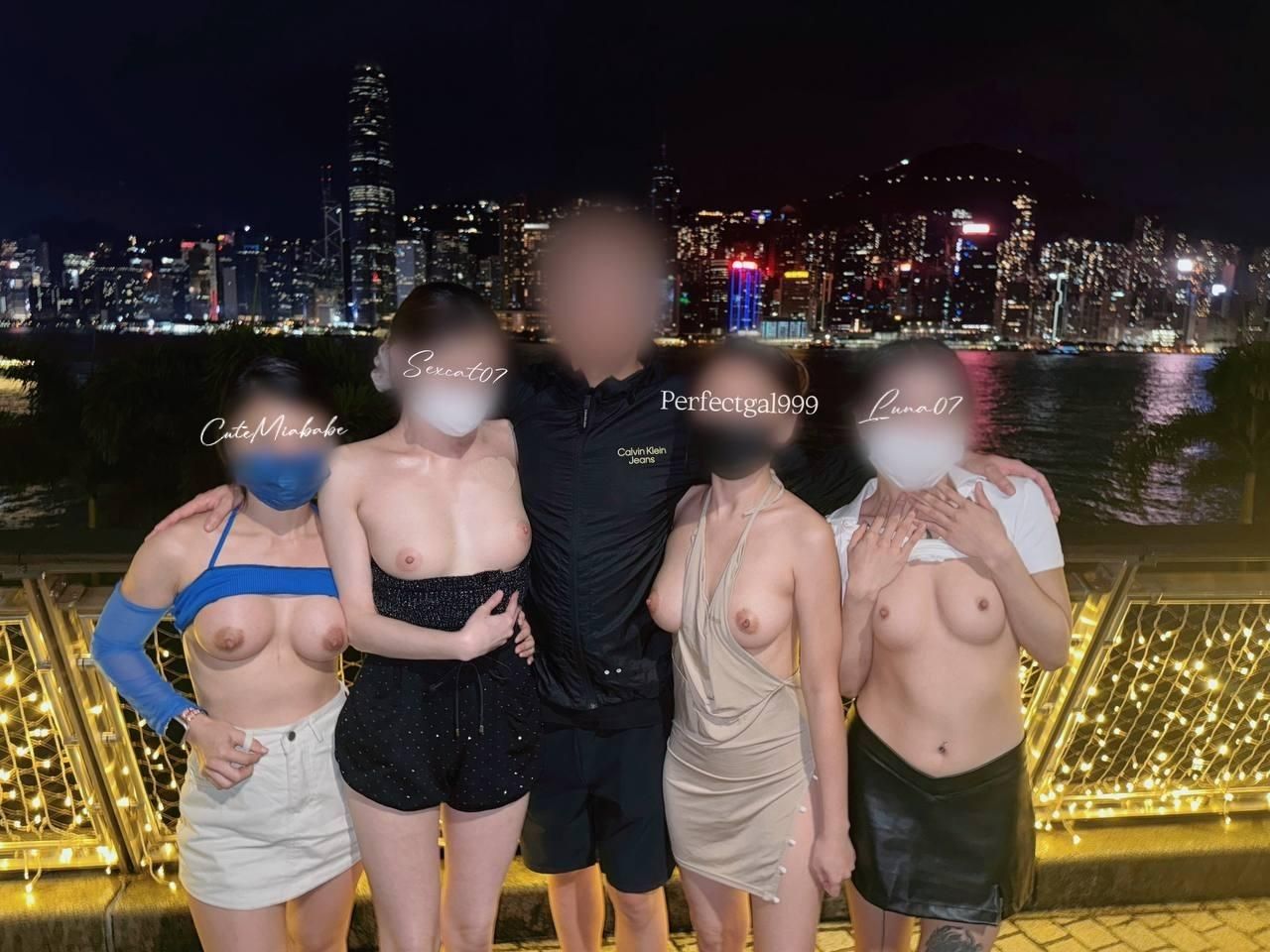 Four Beauties Found A Man Sitting On The Side Of The Road And Decided To Seduce Him. In The End, We Surrounded The Man And Let Him Masturbate