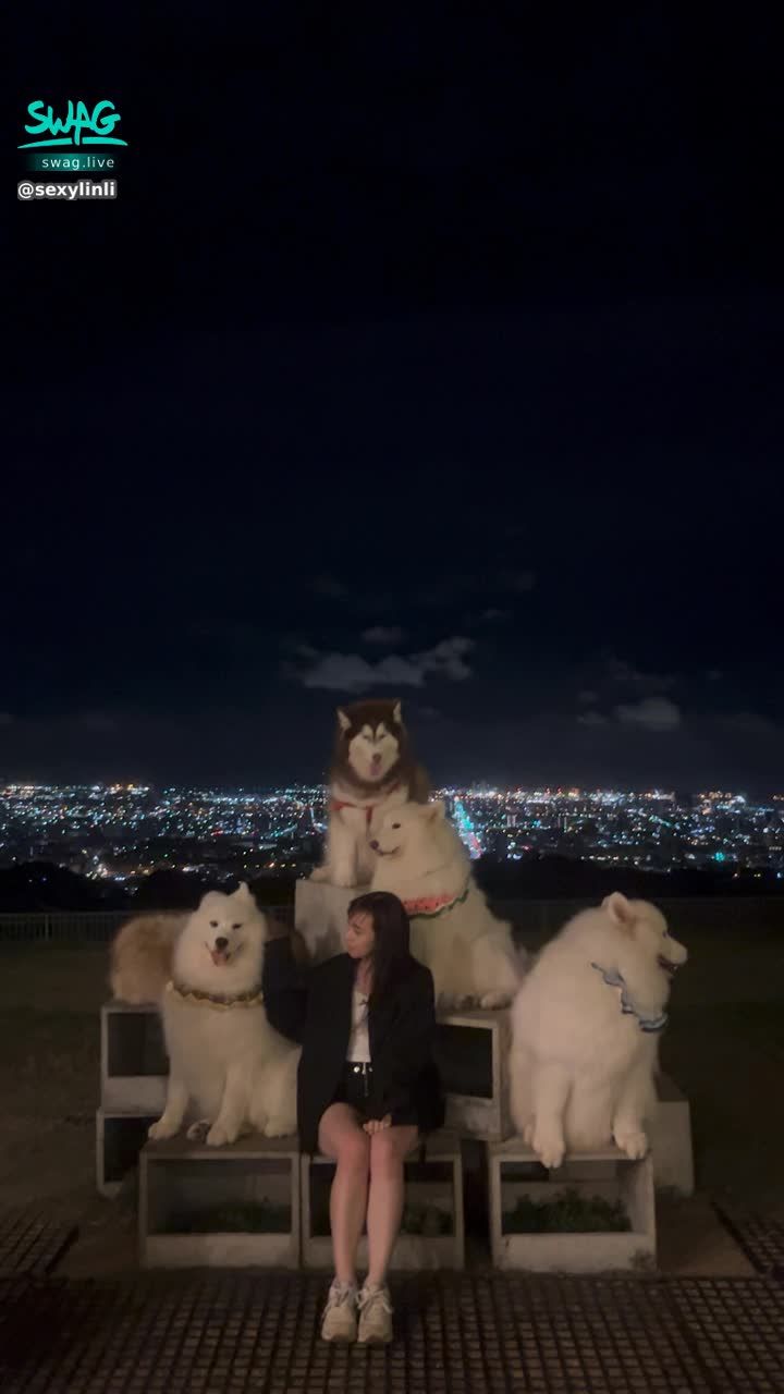 sexylinli : 🫶🏻🐶休息一下 看一下夜景摸大狗勾🐾🐾🐾