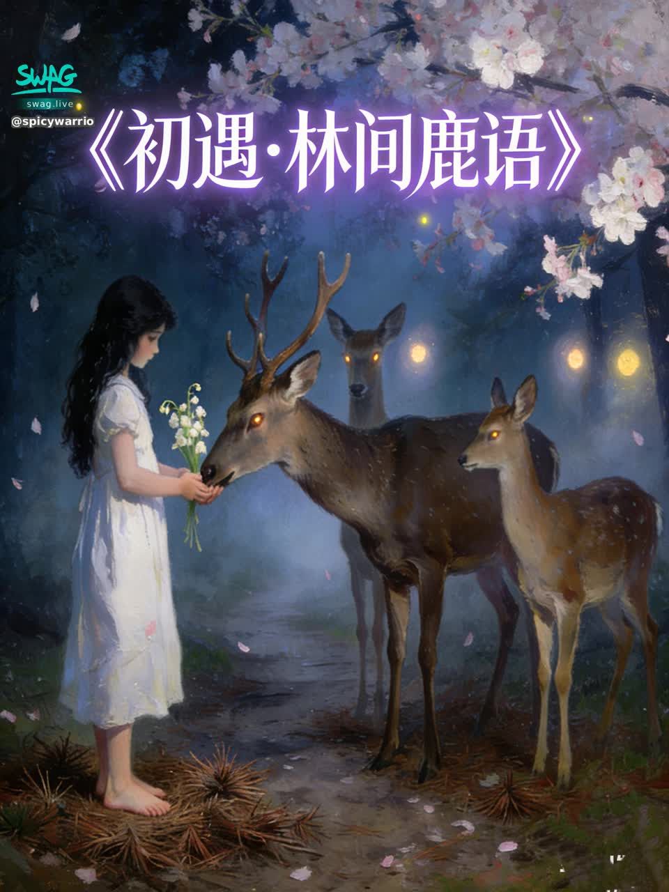 spicywarrior2645 : 暮色像融化的蜂蜜,漫过森林的肩头。晚樱正落着粉白的雪,空气里飘着湿苔藓与甜浆果的气息。雯雯穿着洗得发白的棉布长裙,赤脚踩在铺满松针的小径上,发梢沾着几点暮色,指尖轻轻攥着一朵刚摘的白铃兰。雯雯有点紧张,步子放得很轻,生怕惊扰了藏在树影里的什么。