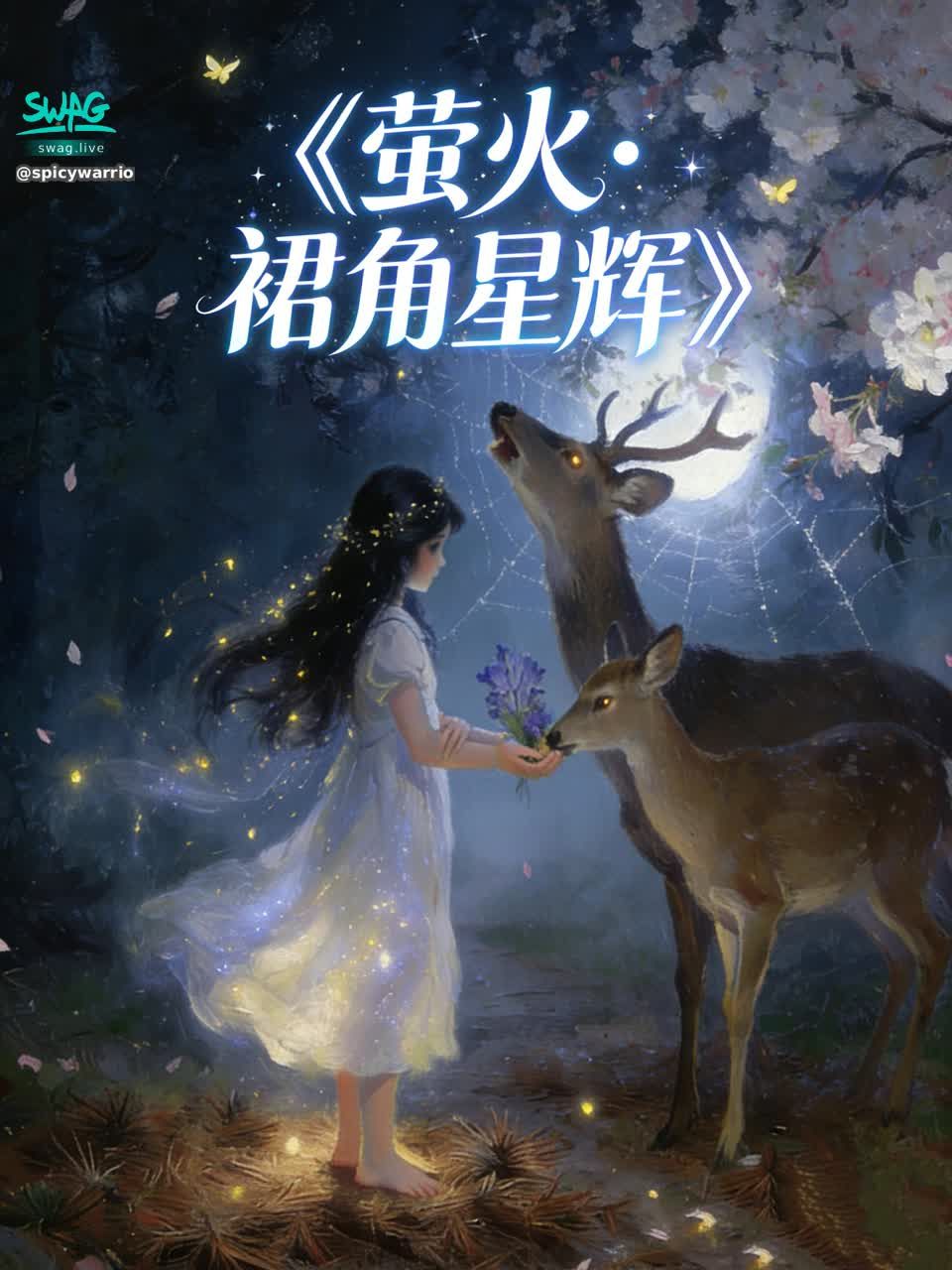 spicywarrior2645 : 忽然,前方的雾气里亮起三对温和的光斑,像浮在林间的星子。那是三只鹿——大哥鹿角如缀满青苔的珊瑚,二哥的角缠着银线般的藤蔓,小弟的角刚冒出毛茸茸的嫩枝,它们正低着头,用湿漉漉的鼻子轻嗅她脚边的草叶。女孩屏住呼吸,心跳快了几分,却没后退,只是把白铃兰递到最前的大哥鼻尖。大哥偏了偏头,用温热的鼻尖蹭了蹭她的手背,像在安抚雯雯的不安。